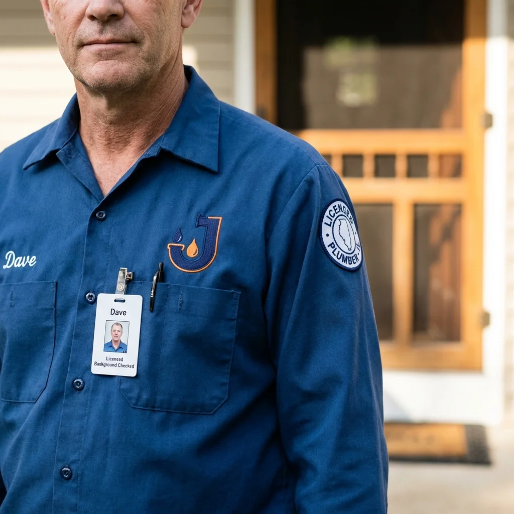 Licensed plumber showing ID badge in Parsons, WV